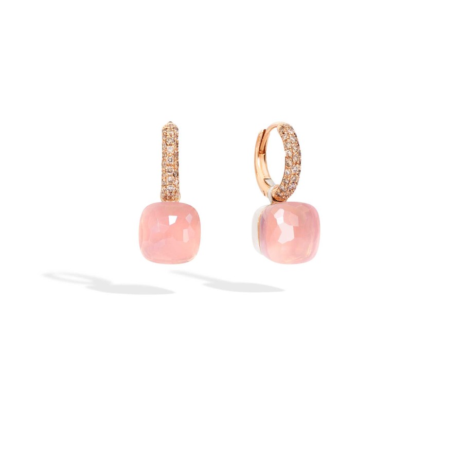 Pendientes Joyeria | Pendientes Pomellato Nudo Classic Con Cuarzo Rosa